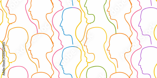 Foto silhouette crowd pattern repeating design of human profiles