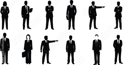Business professionals silhouette collection diverse corporate team vector graphics