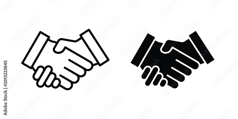 Obraz premium Shake hands icon logo line black symbols collections.