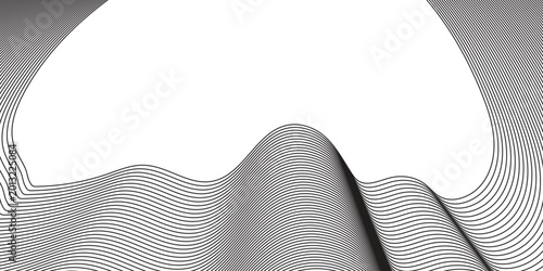 Fotografía Abstract flowing black and white lines create a dynamic wave pattern on a clean