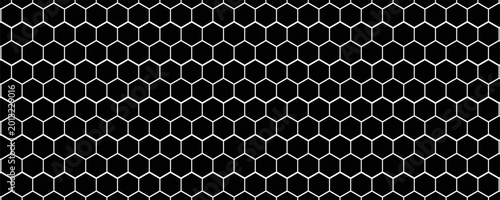 Black background. Dark hexagon carbon fiber texture. Navy blue honeycomb metal texture steel background. Web design template vector illustration EPS 10.
