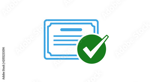 Foto Green check mark on document icon.