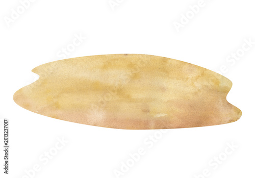 Isolated watercolor sand island or beach mound illustration, beige coastal landscape element.