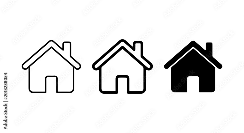 Fototapeta premium Home Icon Set, Simple House Symbols, Residential Building Graphics, Property Outline and Solid Fill Vector Illustrations