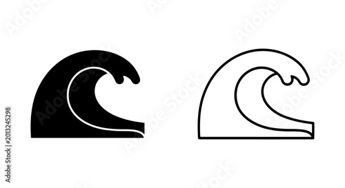 Foto Ocean Wave Icons, Sea Swell Vector Graphics, Nautical Symbol Set