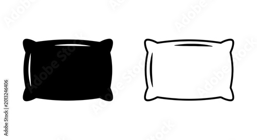 Pillow icon set, comfortable bedding symbol, sleep and rest graphic element, vector