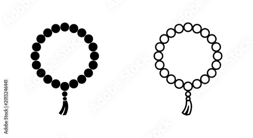 Fotografie Mala Beads Icon Set, Prayer Beads Vector Graphics, Spiritual Accessory Icons