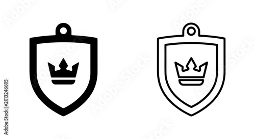 Royal shield icons with crown, heraldic security symbols, premium protection vector set
