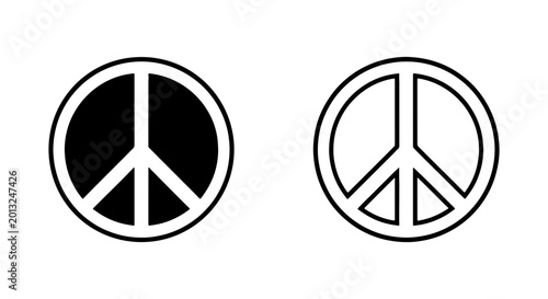 Photos Peace sign vector icons, black and white hippie symbols, pacifist logo set for w