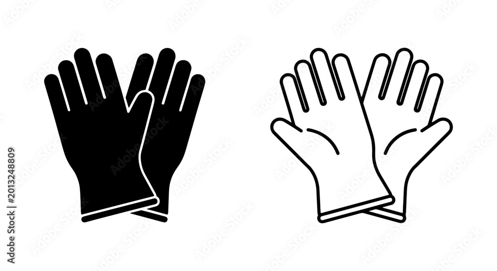 Obraz premium Glove icons, hand protection, work gloves, safety gloves, vector illustrations