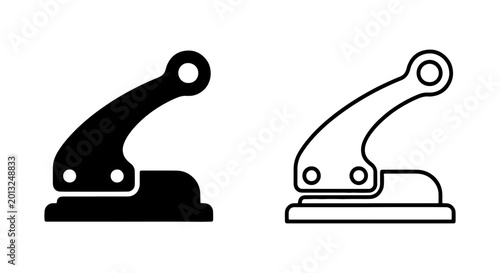 Bilde på lerret Hole puncher icon set, black silhouette and outline vector illustration, office