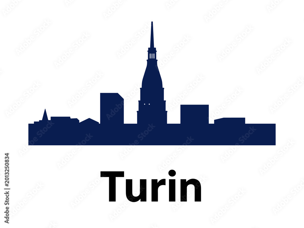 Fototapeta premium Turin Italy Skyline Silhouette Illustration with Minimal Urban Architecture Vector Design