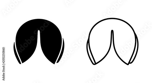 Quadro su tela Fortune Cookie Icons, Black and White, Simple Vector Graphics for Asian Food and
