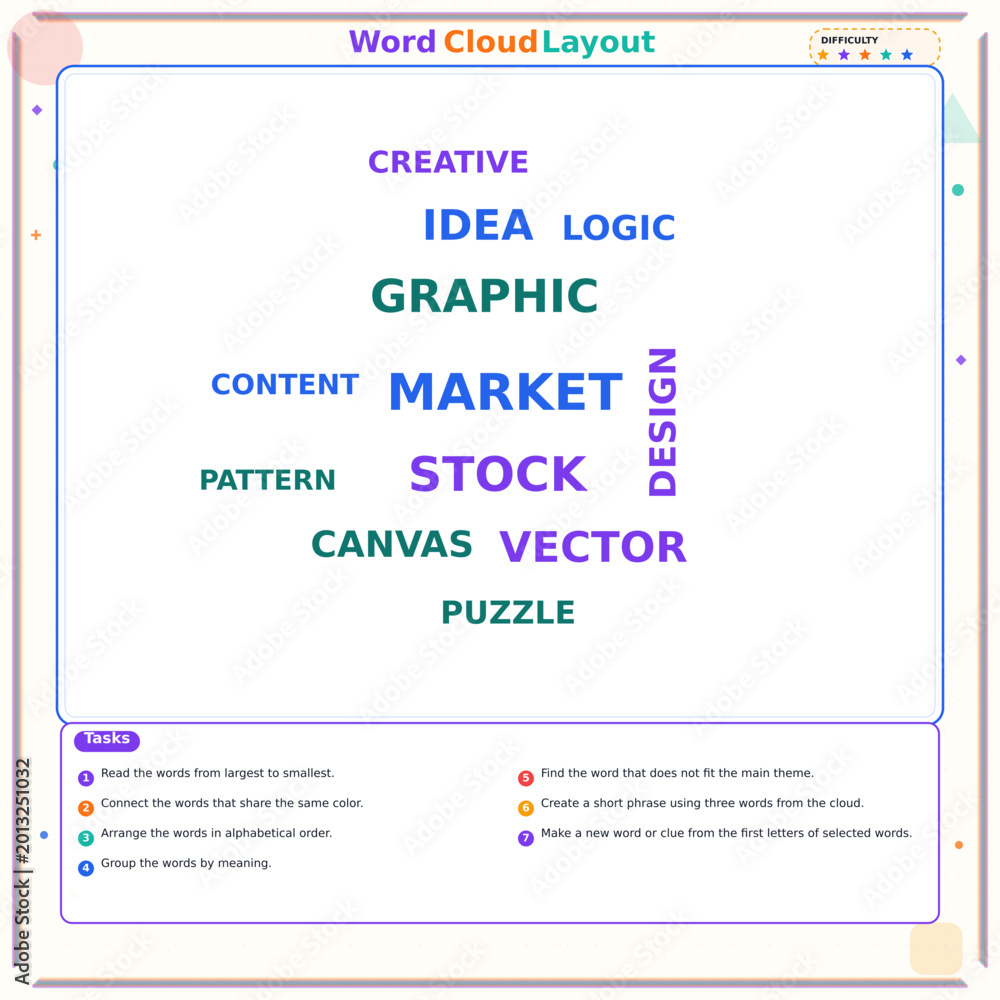 Fototapeta premium Graphic design word cloud with creative concepts and market terms 