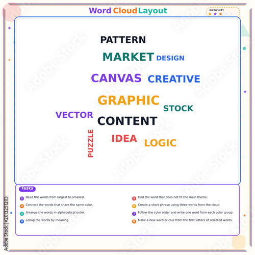Word cloud layout showcasing graphic design ideas and concepts  
