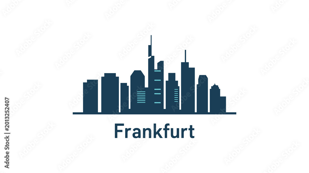 Fototapeta premium Frankfurt Germany Skyline Vector Illustration with Modern Skyscrapers