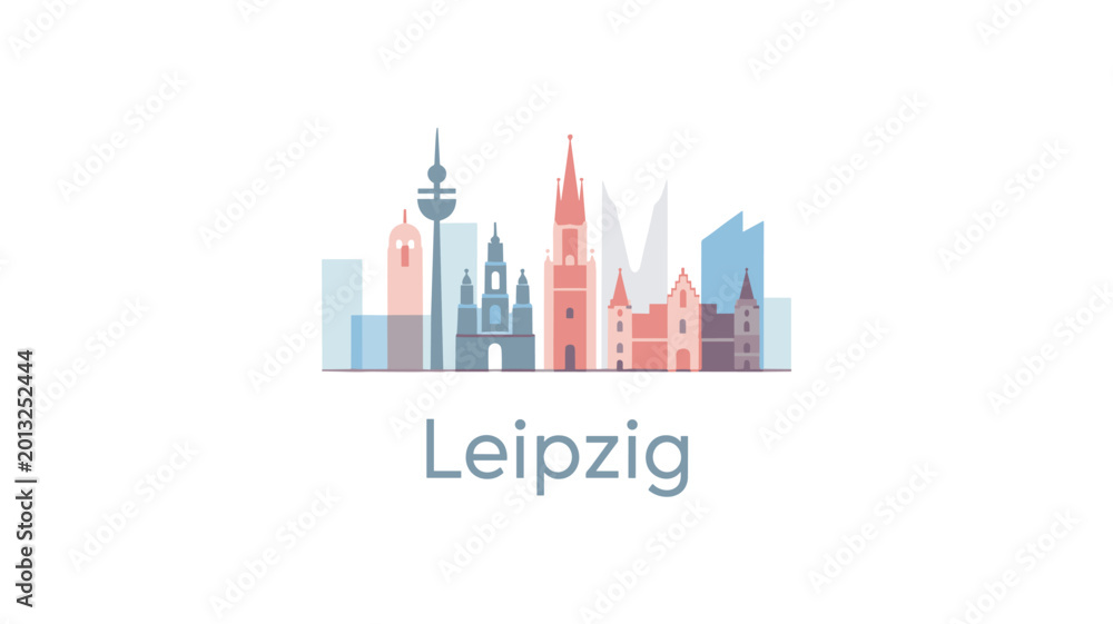 Obraz premium Leipzig Germany Skyline Vector Illustration with Historic and Modern Landmarks