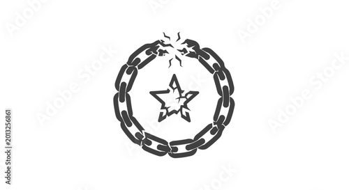 Foto Black star symbol with chain link.