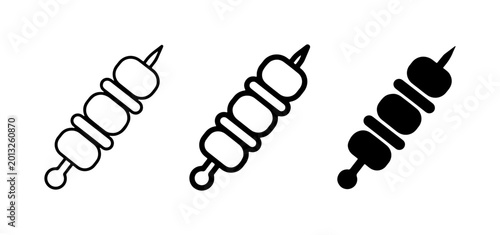 Kebab Icons, Skewers, Barbecue Food Vector Graphics, Simple Food Symbols