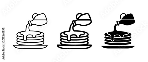 Pancake Icons: Syrup Pouring, Stacked Breakfast Food, Sweet Treat Graphics