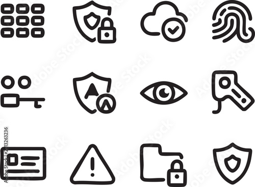 Cloud computing data storage line icon pack