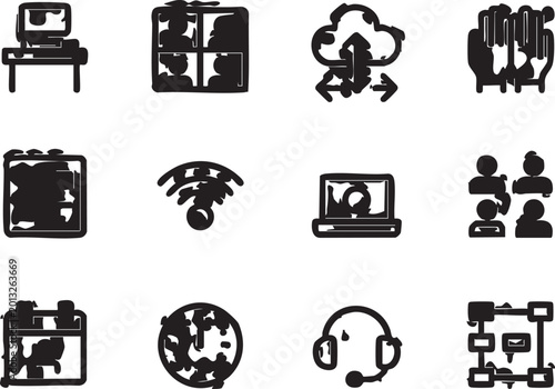 Industrial factory manufacturing icon collection