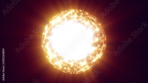 Fotografie Brilliant solar sphere with blazing white center and fiery outer shell emitting