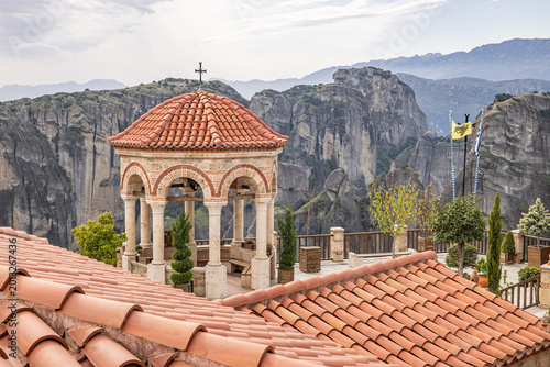 Historic buildings of the Monastery of Varlaam on the rock formations of Meteora.