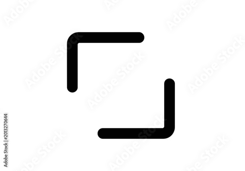 A very important smooth black corner bracket symbol silhouette or image crop icon symbol silhouette for design and editing purposes