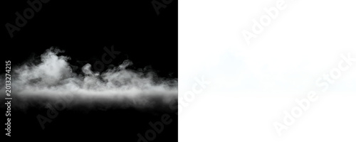 Cuadro en lienzo Low white fog drifting quietly across a black background with cinematic smoke te