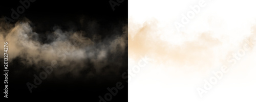 Cuadro en lienzo Warm dusty fog cloud drifting through a black background with smoky texture isol