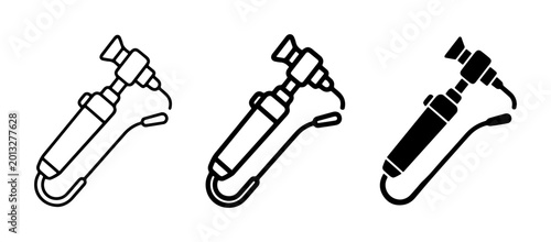 Photos Medical otoscope icon set, professional ear examination tool vectors, black and