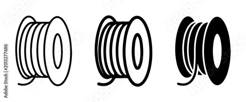 Tableau sur toile Industrial 3D printing filament spool icons, black and white plastic wire coil v
