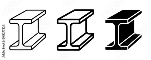 Photos Industrial steel I-beam icons set, metal girder construction symbols, structural