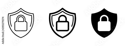 Fotografía Shield and Lock Icons: Security, Protection, Privacy, Safety, Data, Access, Guar