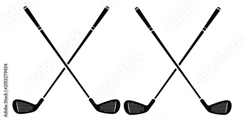 Billede på lærred Crossed golf clubs classic vector icons for sport emblem design recreation activ