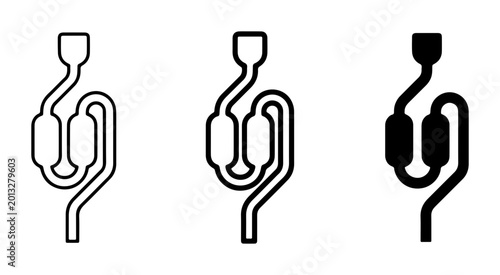 Φωτογραφία Set of 3 Laboratory Distillation Apparatus Icons, Scientific Equipment Vector Gr