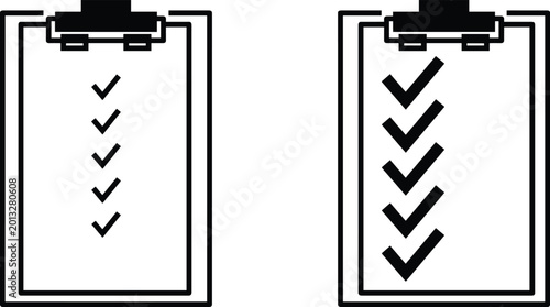 Canvastavla Minimalist Clipboard Vector Icons Featuring Two Outlined Checklist Documents Wit