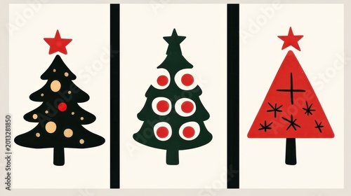 Stylized Christmas Tree Designs for Festive Holiday Cards