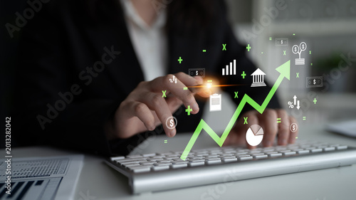 Quadro su tela A concept of financial growth and economic success