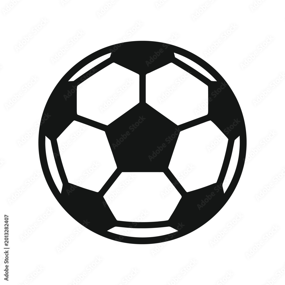 Fototapeta premium Black and white soccer ball icon graphic design isolated on white background