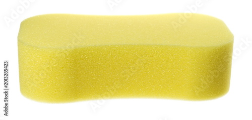 Fotografija New yellow sponge flying, isolated on white background, clipping path