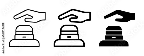 Foto Hand Pressing Button Icons, Simple Line Art and Silhouette Designs for Activatio
