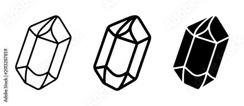 Photos Crystal Icons, Gemstone Graphics, Mineral Vectors: Line Art, Outline, and Silhou