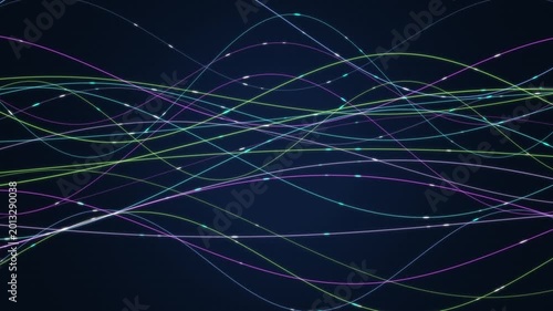 Abstract Digital Fiber Optic Cables Background with Glowing Light Particles for High Speed Internet, Data Transfer and Network Connectivity 4K