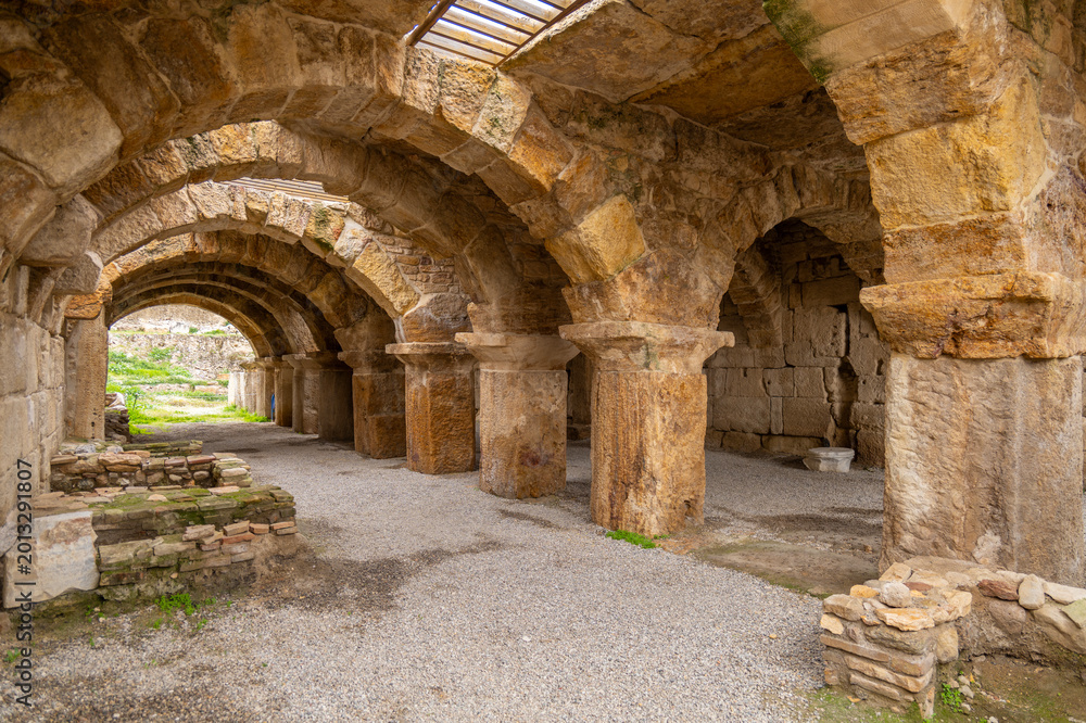 Fototapeta premium Images from the ancient city of Tripolis, located near Buldan in Denizli, Turkey.
