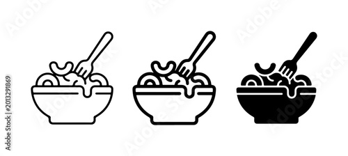 Foto Pasta Bowl Icons, Macaroni Meal Vector Set, Italian Food Graphics