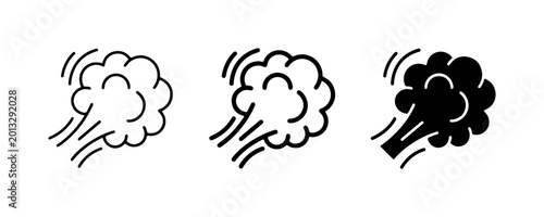Schilderij op canvas Wind Gust Icons, Airflow Symbols, Breath Cloud Graphics