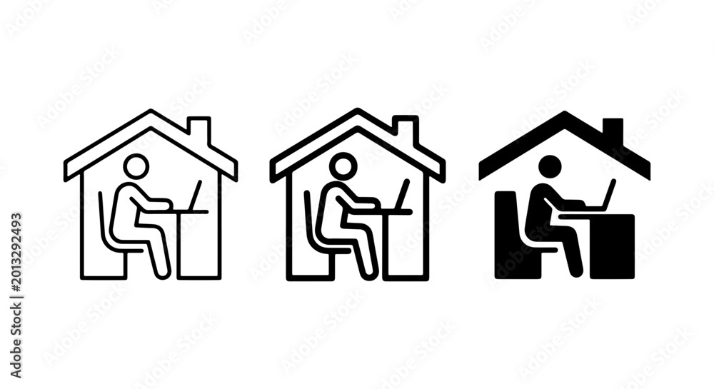 Fototapeta premium Home Office Icons: Remote Work, Freelancer, Work From Home Vector Set