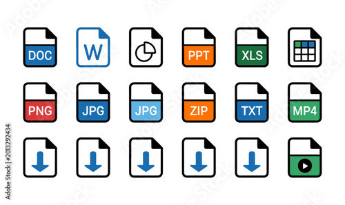 Tableau sur toile icon set for file types